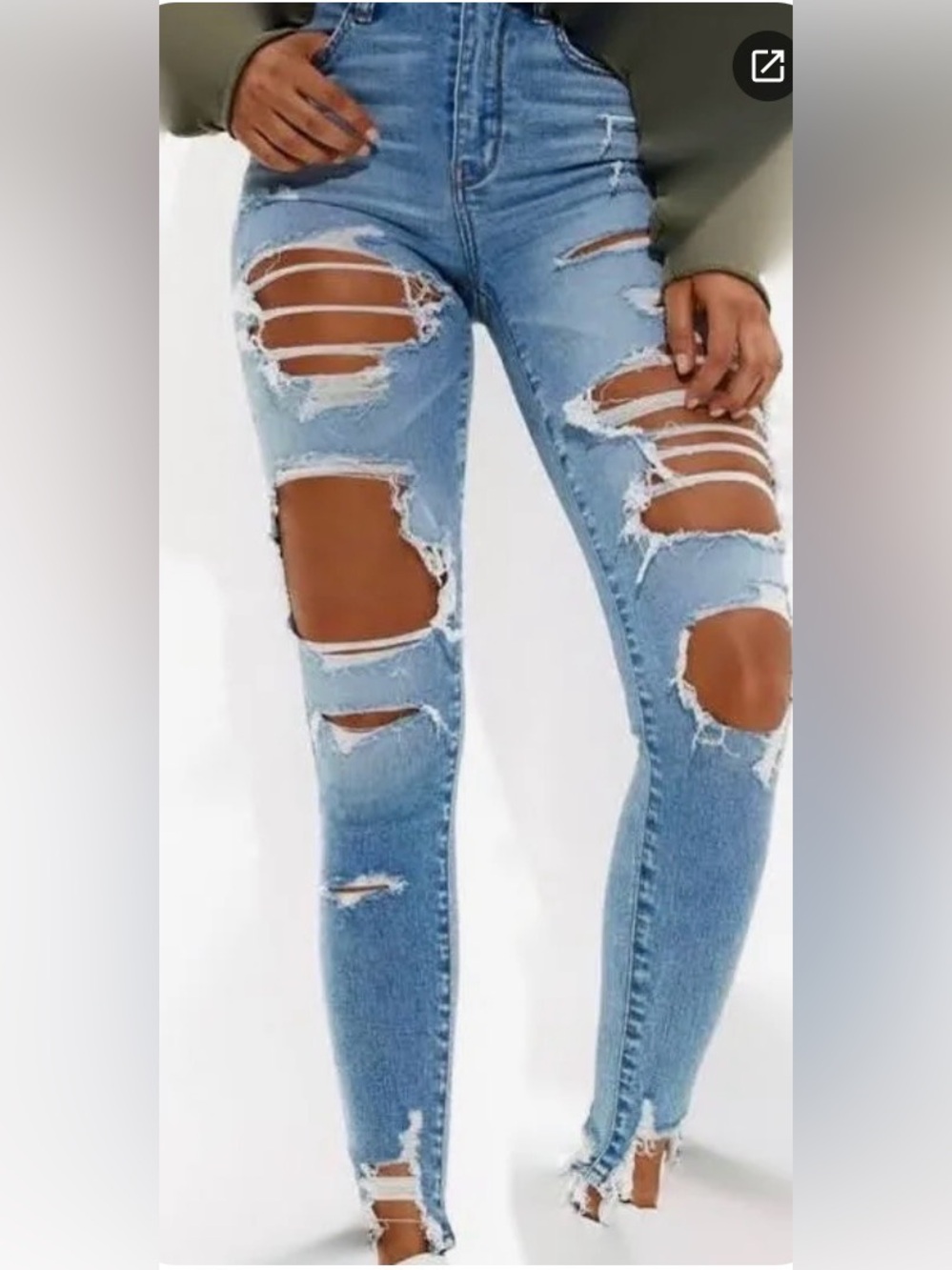AMERICAN EAGLE Curvy High Rise DISTRESSED jeggings size women’s 000 short
